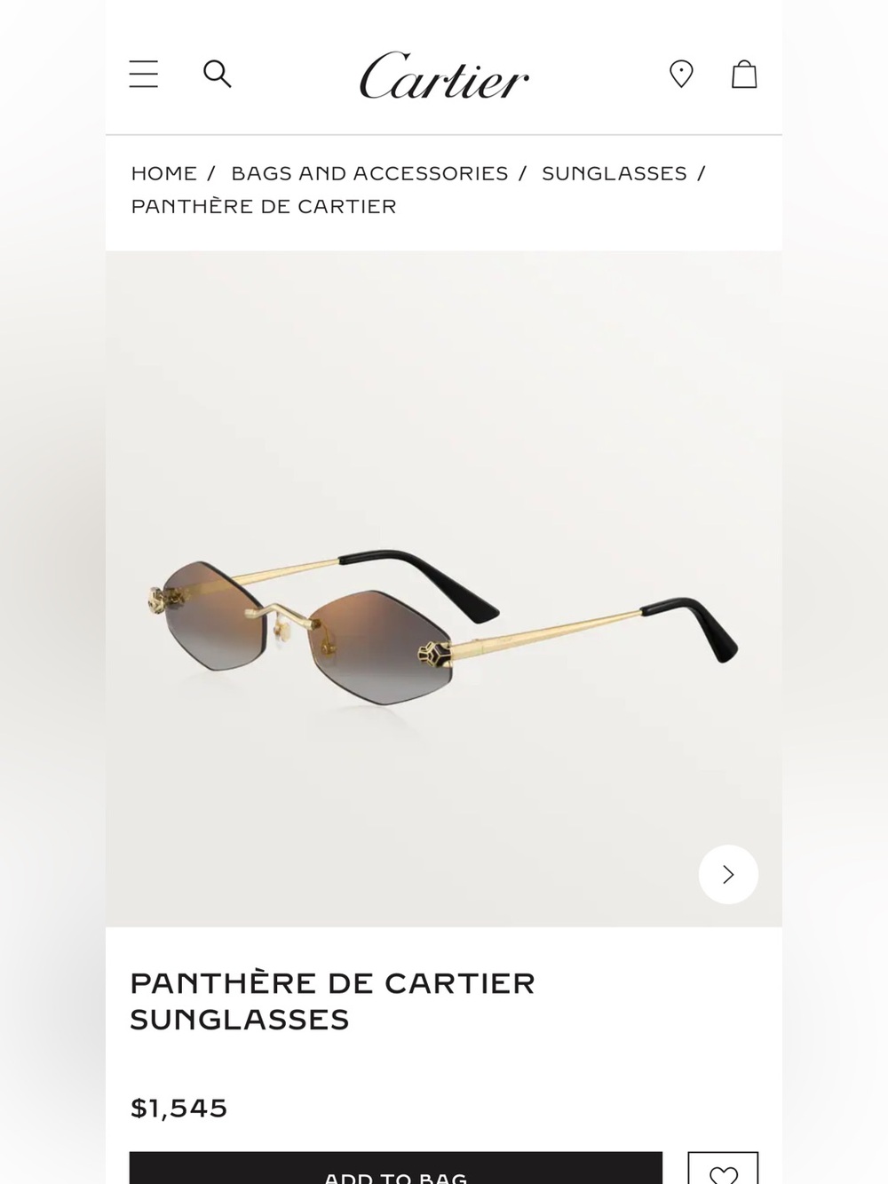 Cartier Black Gold Sungglasses